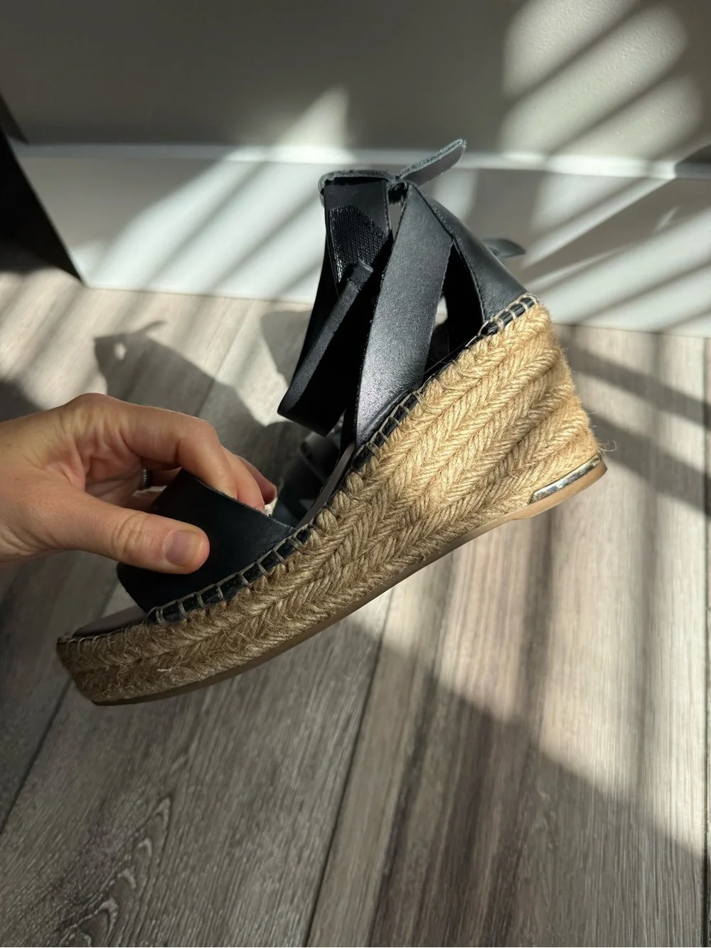 Franco Sarto black Espadrille Platform Sandals